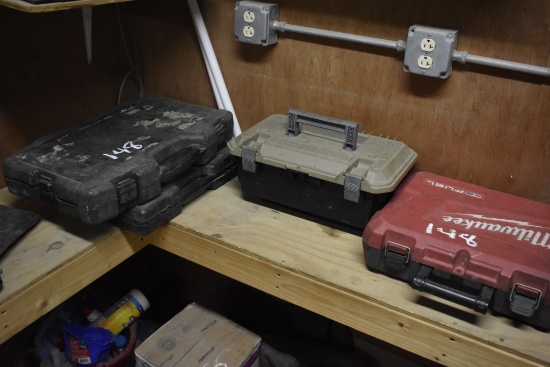 Tool Box with Contents and 2 Socket Boxes with Partial Contents