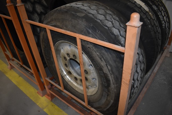 Continental 425/65R22.5 Tire on 10 Lug Alcoa Aluminum Rim