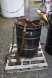 20' Chain with Greenlee Hooks On Each end With Barrel Of Misc Chain Parts and Binder Parts