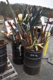 Two Barrels of Metal T Posts and Threaded Rod Pieces