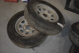 2 National Road Max ST205/75R15 Tires on 5 Lug Rims
