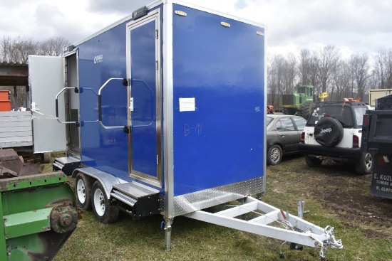 Build Bionic Double Bathroom Portable Restroom on Dual Axle Trailer