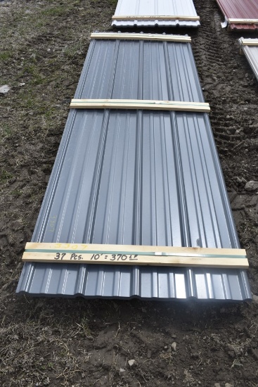 37 Pieces of 10' Charcoal Corrugated Metal Paneling