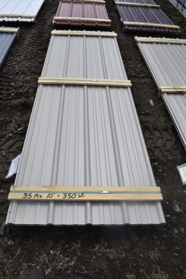35 Pieces of 10' Clay Corrugated Metal Paneling
