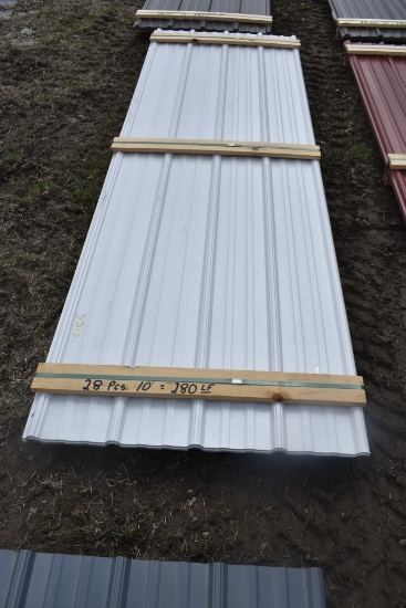28 Pieces of 10 White Corrugated Metal Paneling