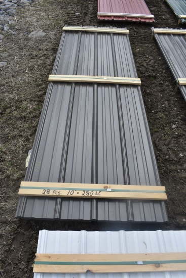 28 Pieces of 10' Bronze Corrugated Metal Paneling