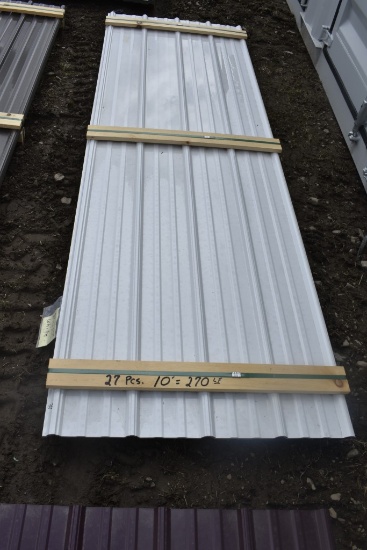 27 Pieces of 10' White Corrugated Metal Paneling