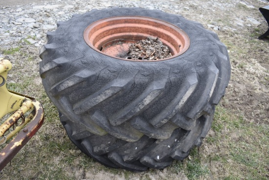 Pair of Goodyear 16.9-26 Ag tires on 6 Lug Rims