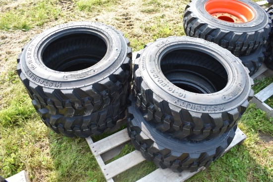 4 Forerunner 10-16.5 Skid Steer Tires on 8
