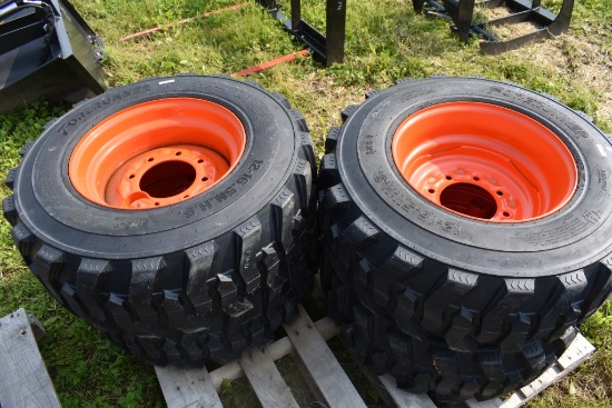 4 Forerunner 12-16.5 Skid Steer tires on 8 Lug Rims