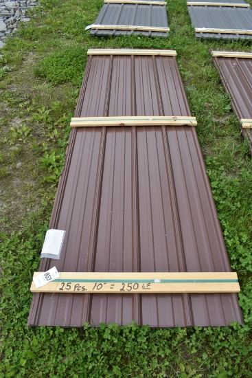 25 Pieces of 10' Brown Corrugated Metal Paneling