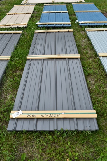 26 Pieces of 10' Charcoal Corrugated Metal Paneling
