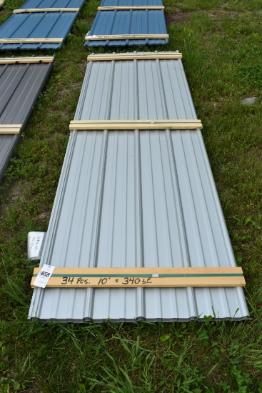 34 Pieces of 10' Silver Corrugated Metal Paneling