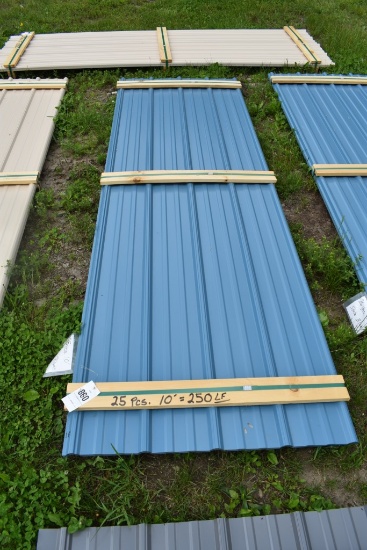 25 Pieces of 10' Slate Blue Corrugated Metal Paneling
