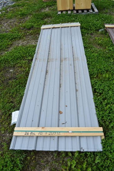 26 Pieces of 10' Pewter Gray corrugated Metal Paneling