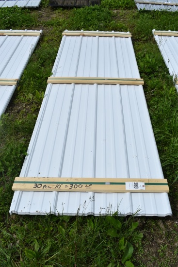 30 Pieces of 10' White Corrugated Metal Paneling