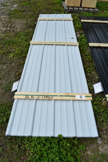 32 Pieces of 12' Liner White Corrugated Metal Paneling
