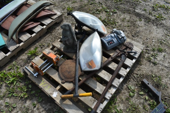 Pallet of Shop Items and Lawn Decorations