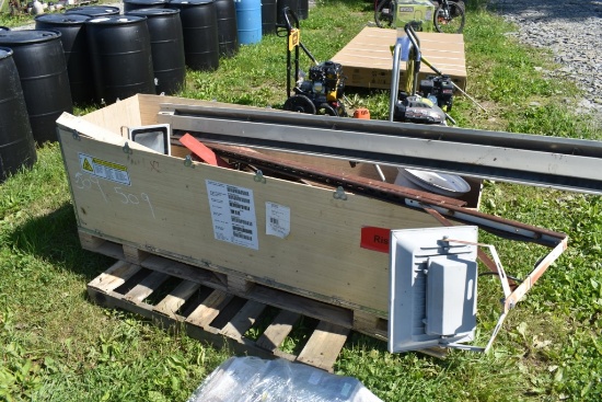 Box of Lawnmower Rota-Tiller, and Misc Metal Parts