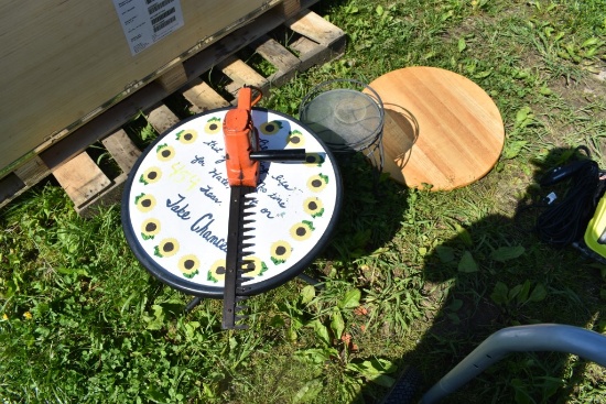 Tables and Electric Hedge Trimmer