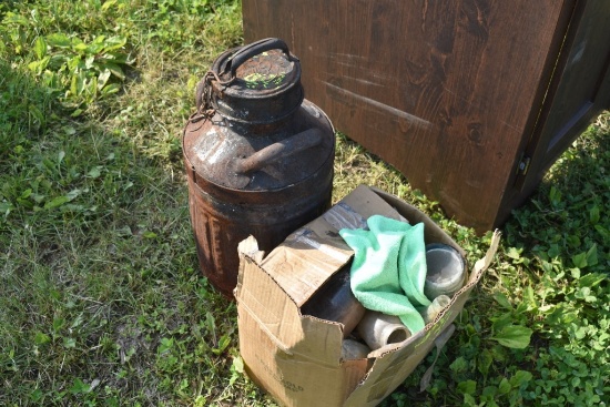 Old Oil Can And Glass Bottles