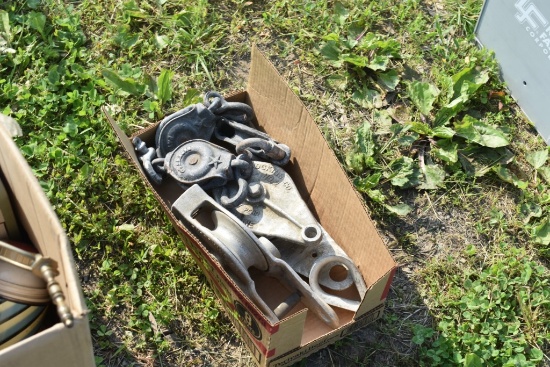 Box of Vintage Block and Tackles