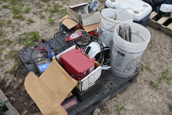 Pallet of Misc-Fence Charger, Fencing Supplies