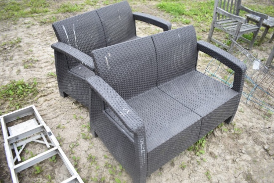 2 Plastic Patio Benches