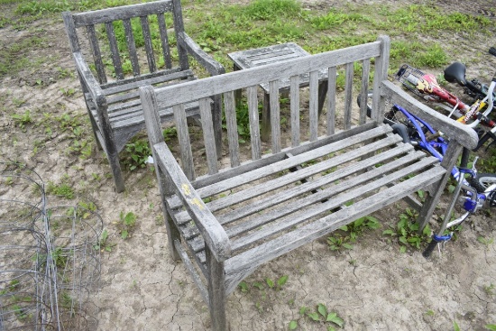 Wooden Bench, Chair, Side Table