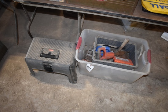 Tool Box Step Stool and Box of Tools