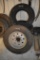 4 Trailer Tires, 1 with 8 Lug Rim