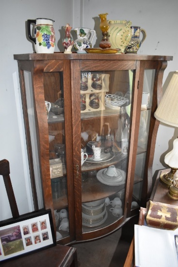 Glass Front Hutch with Contents