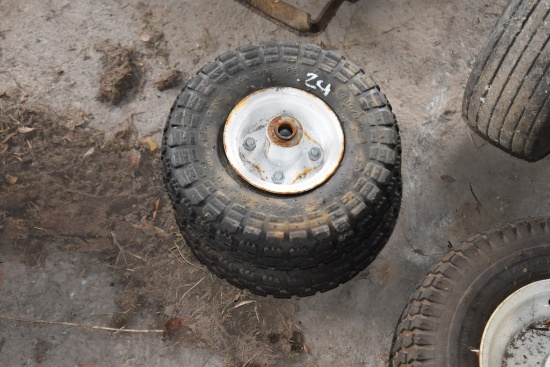 Pair of 4.10/350-4 Tires on rims