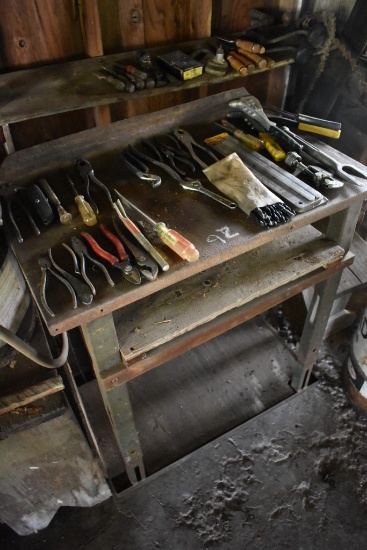Steel Table with Tool Contents