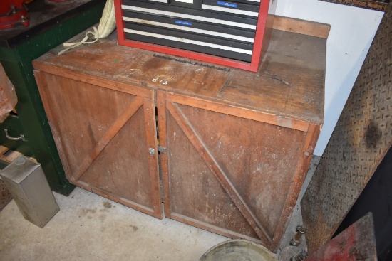 Wooden Shop Cabinet with Contents Inside