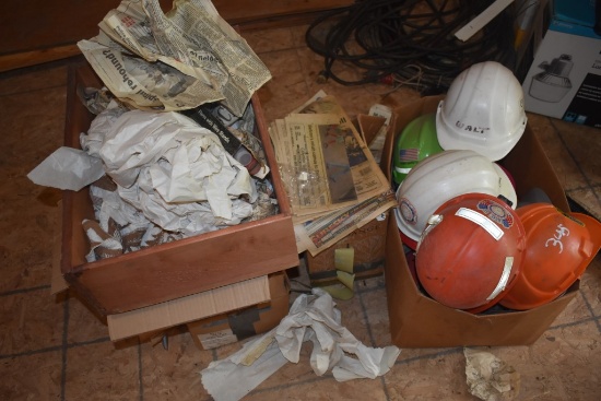 Box of Hard Hats, Road Flares, As Pictured