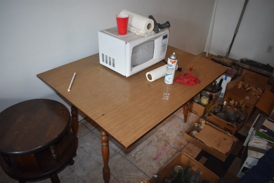Drop Leaf Table with Magic Chef Microwave