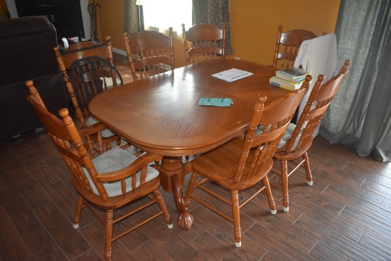 Dining Room Table with 8 Chairs, One Leaf