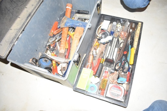 Tool Box Filled with Misc Tools and Electrical Items