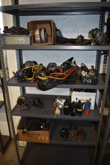 Four Shelves Of 35-45 Electrical Parts And U Bolts Capacitors Distribution Switches Coils