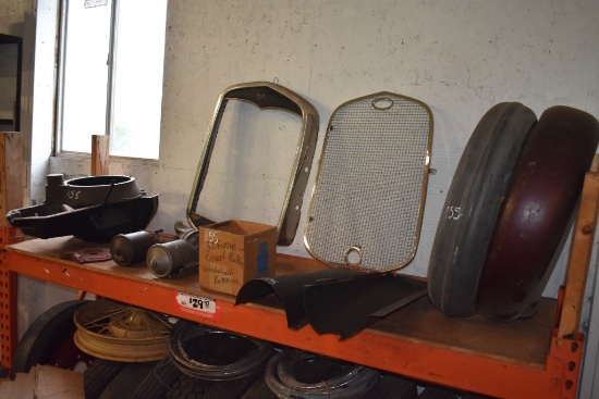 Large Shelf Of Transmission Case, Fuel Boost Pumps, Radiator Shell, Two Spare Tire Holders
