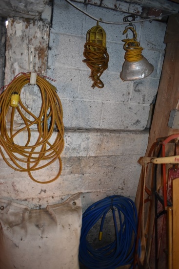 Air Hose, Extension Cord, Drop Lights, And A Shop Light