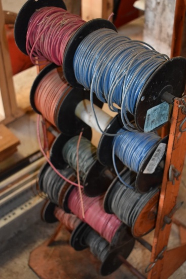 Rolling Cart Of Varius Spools Of Wires