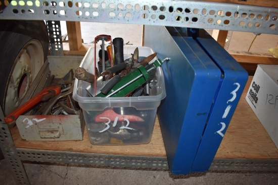 Portable Bench In Blue Box And Two Boxes Of Tools