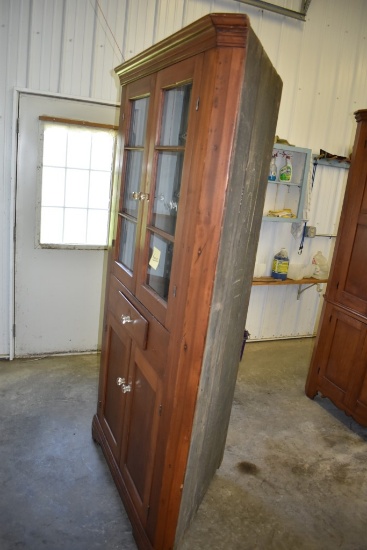 Vintage Corner Hutch With Glass Front