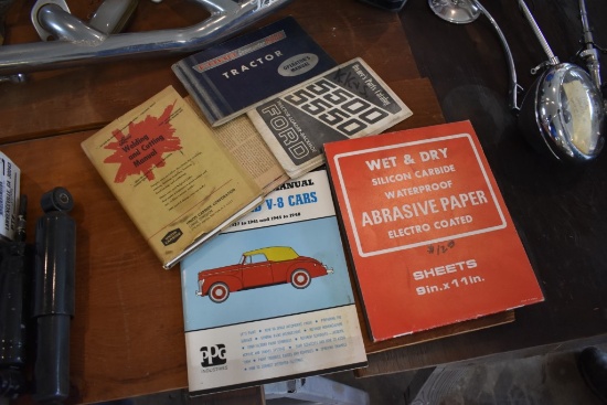 Group Of Vintage Car Related Manuals And Books Abrasive Paper