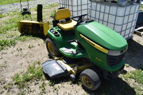 John Deere X320 Lawn Tractor with Mower Deck and Snow Blower