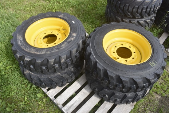 4 Forerunner 10-16.5 Skid Steer Tires on 8 Lug Rims