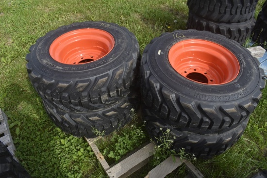 4 Forerunner 12-16.5 Skid Steer Tires on 8 Lug Rims