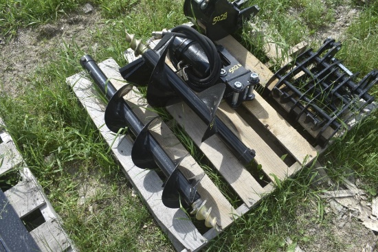 Wolverine Mini Excavator Post Hole Digger with 12" and 8" Bits